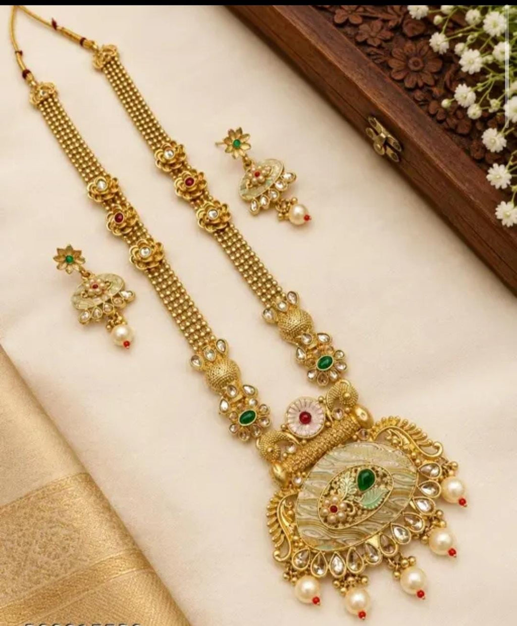 Runjhun Rajwadi Meenakari and Kundan Long Necklace Set