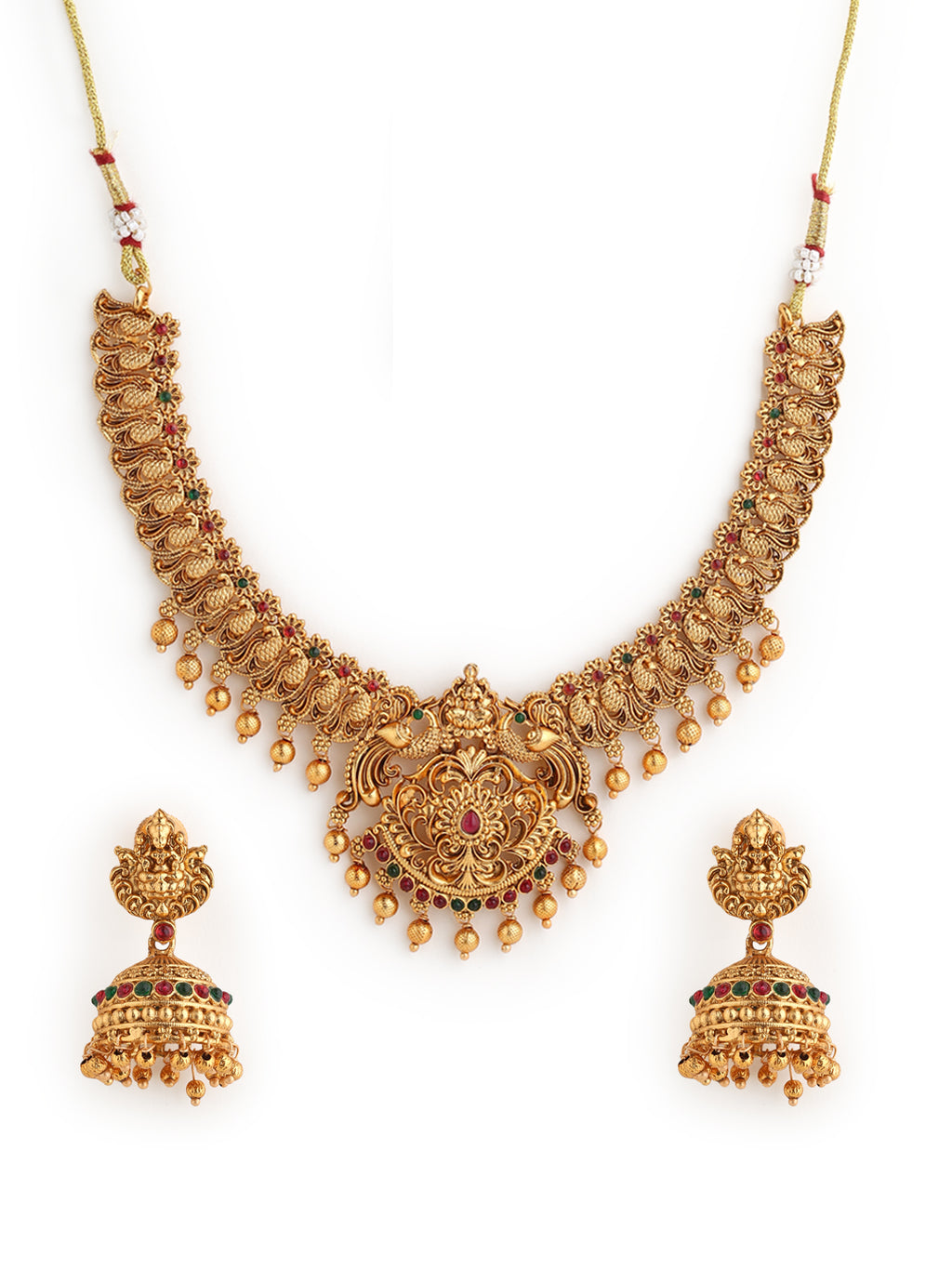 Runjhun temple design laxmi necklace set