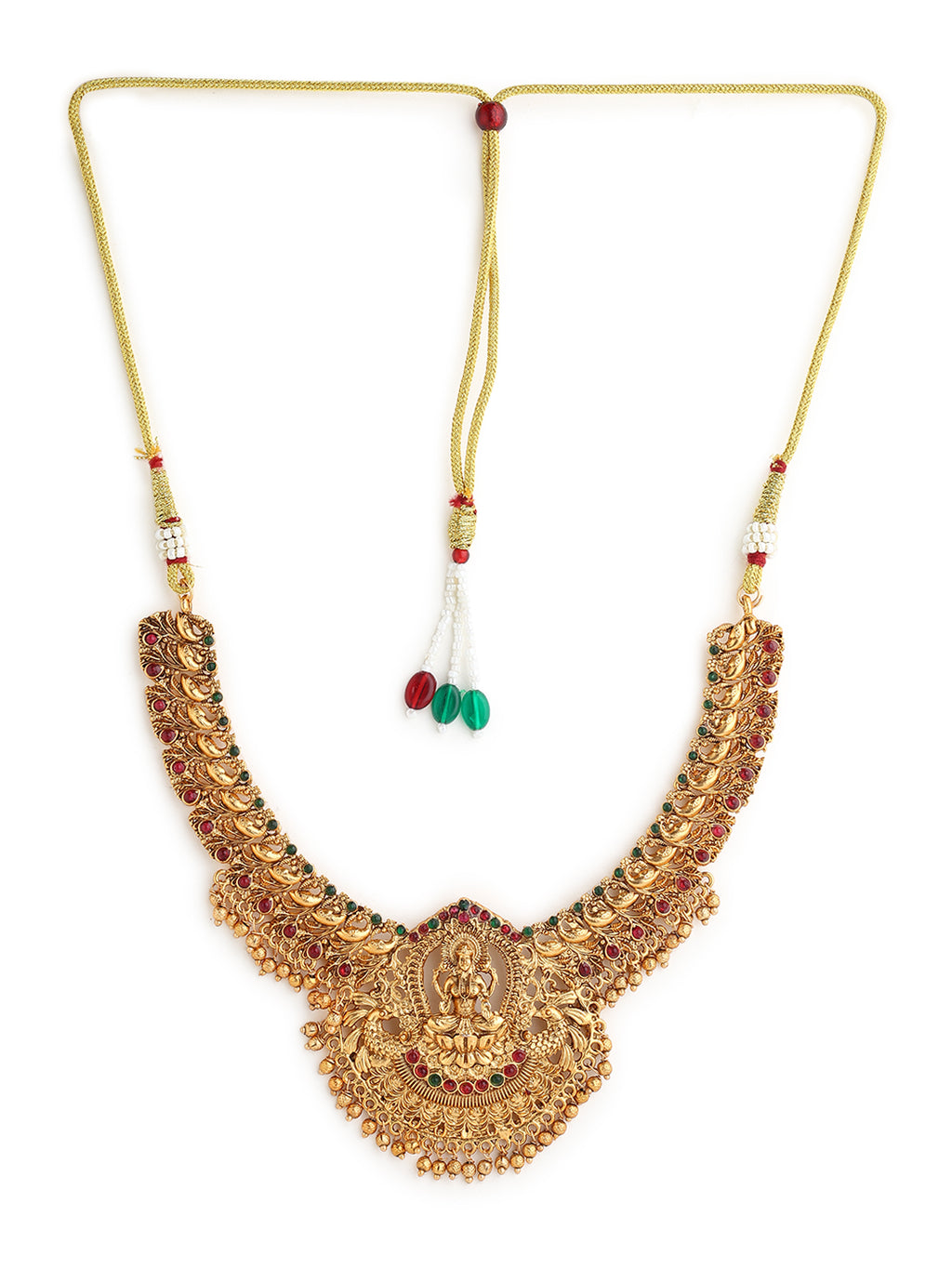 Runjhun laxmi gold plated copper necklace set