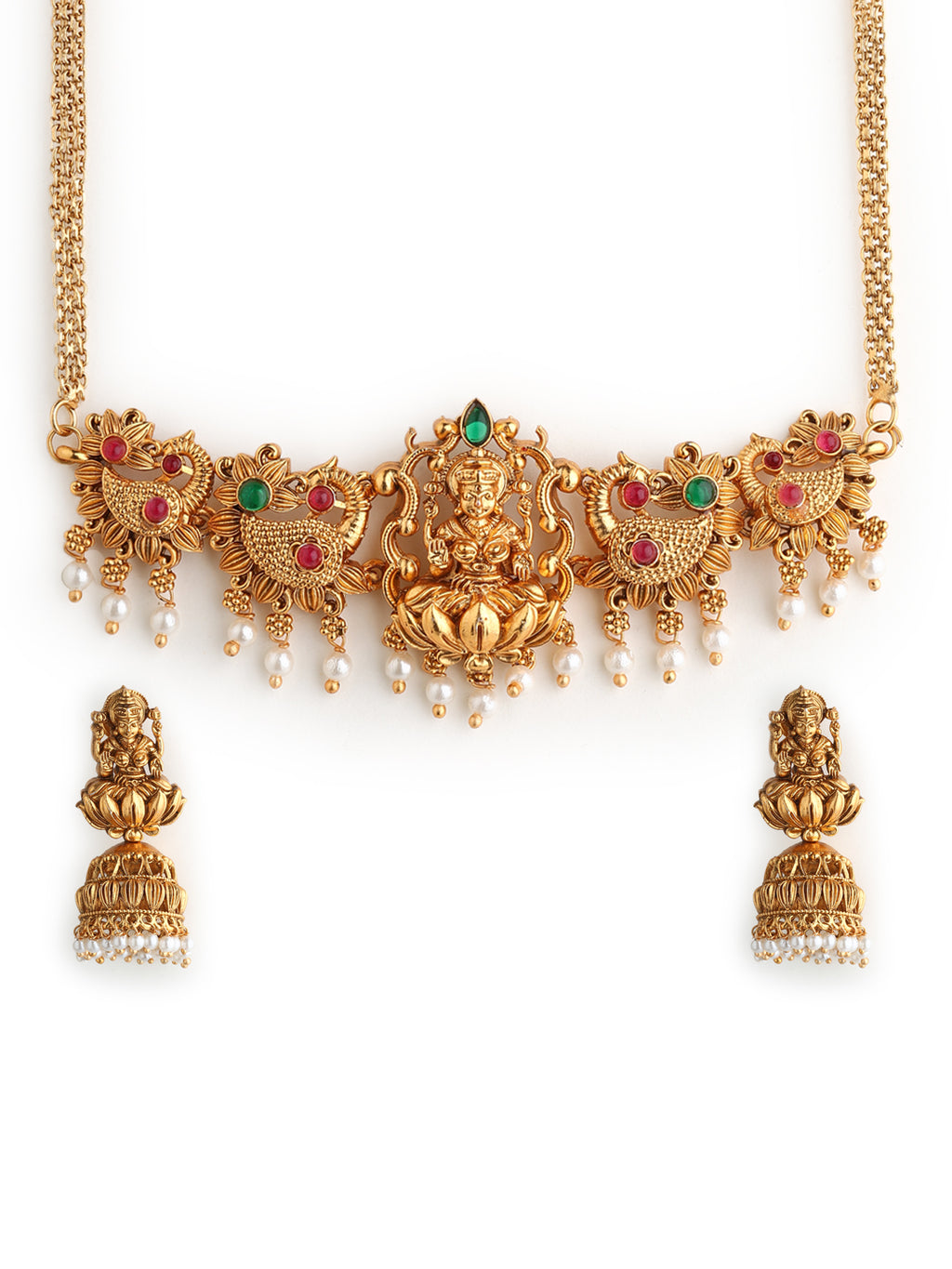 Runjhun laxmi temple design necklace set
