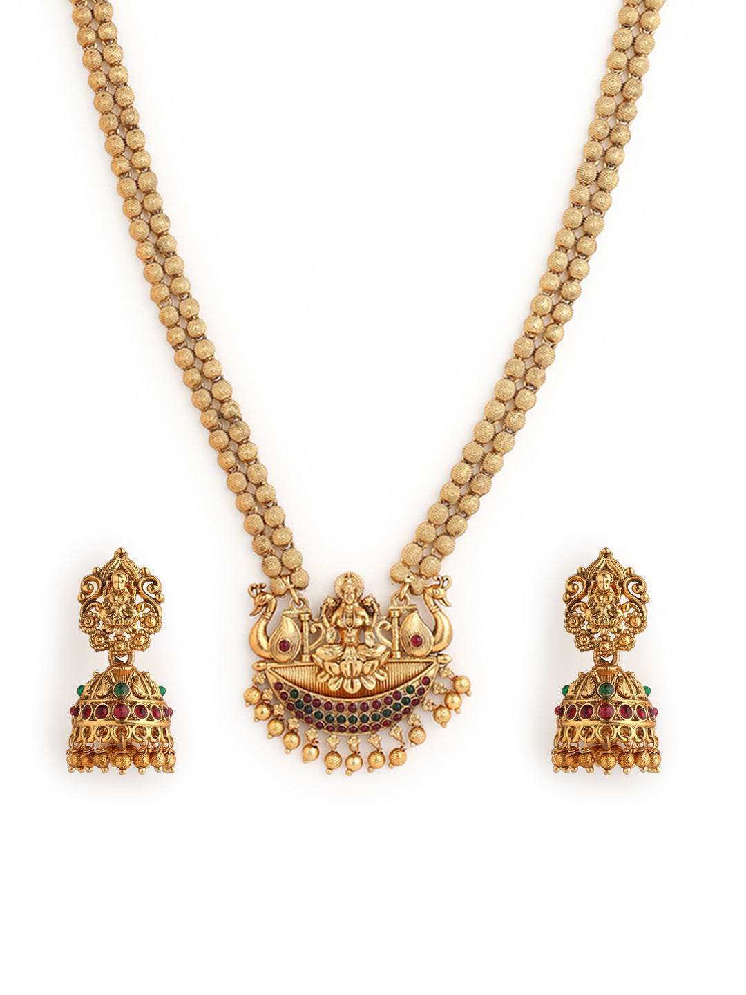 Runjhun long laxmi temple necklace set