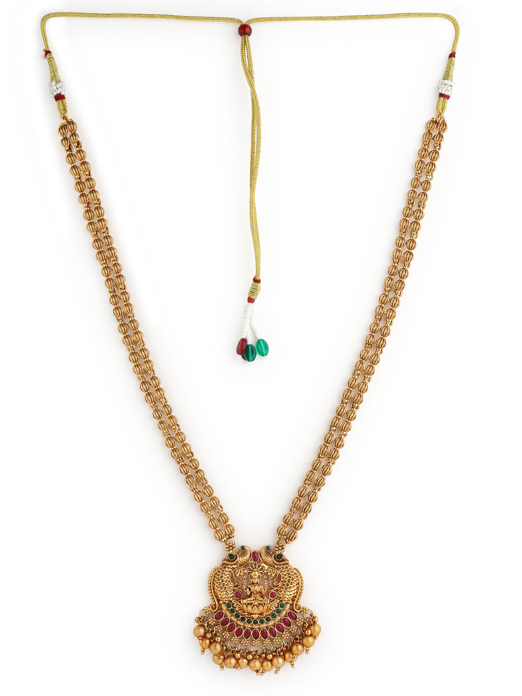 Runjhun long laxmi temple design necklace set
