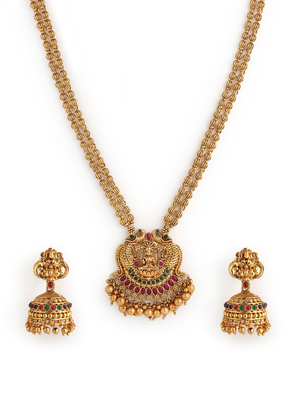 Runjhun long laxmi temple design necklace set