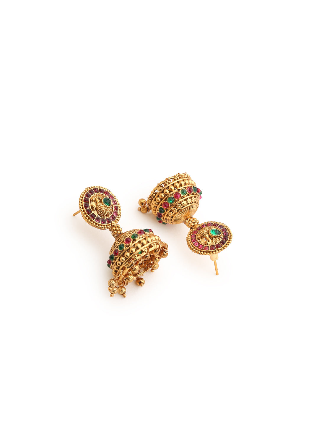 Runjhun red green temple design necklace set