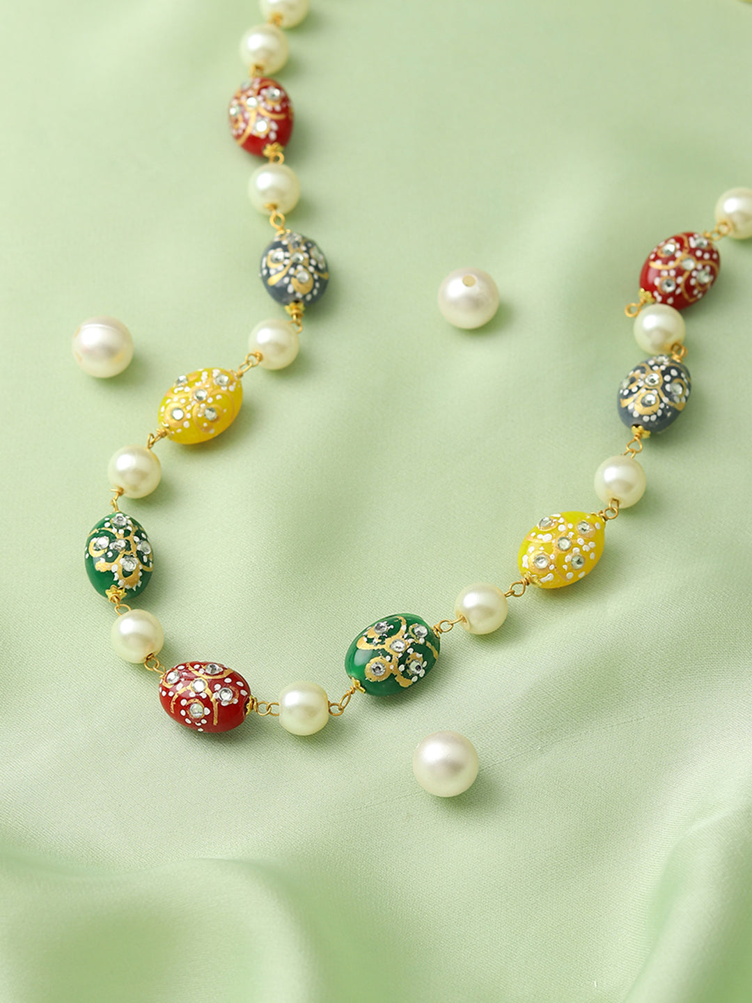 Runjhun beautiful multicolor tanjore art necklace