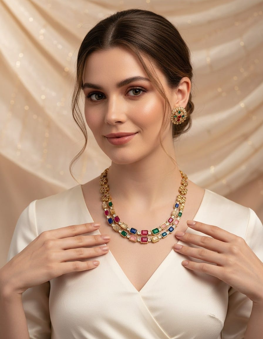 Runjhun royal multicolor necklace set