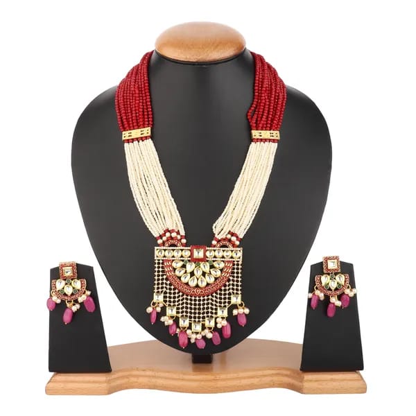 Runjhun kundan and pearls necklace set