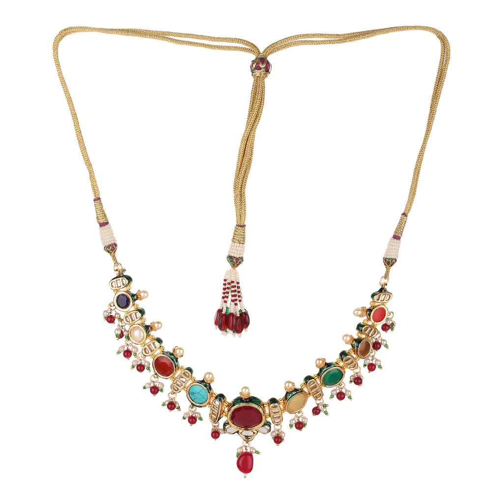 Runjhun jadau jaipuri kundan necklace set