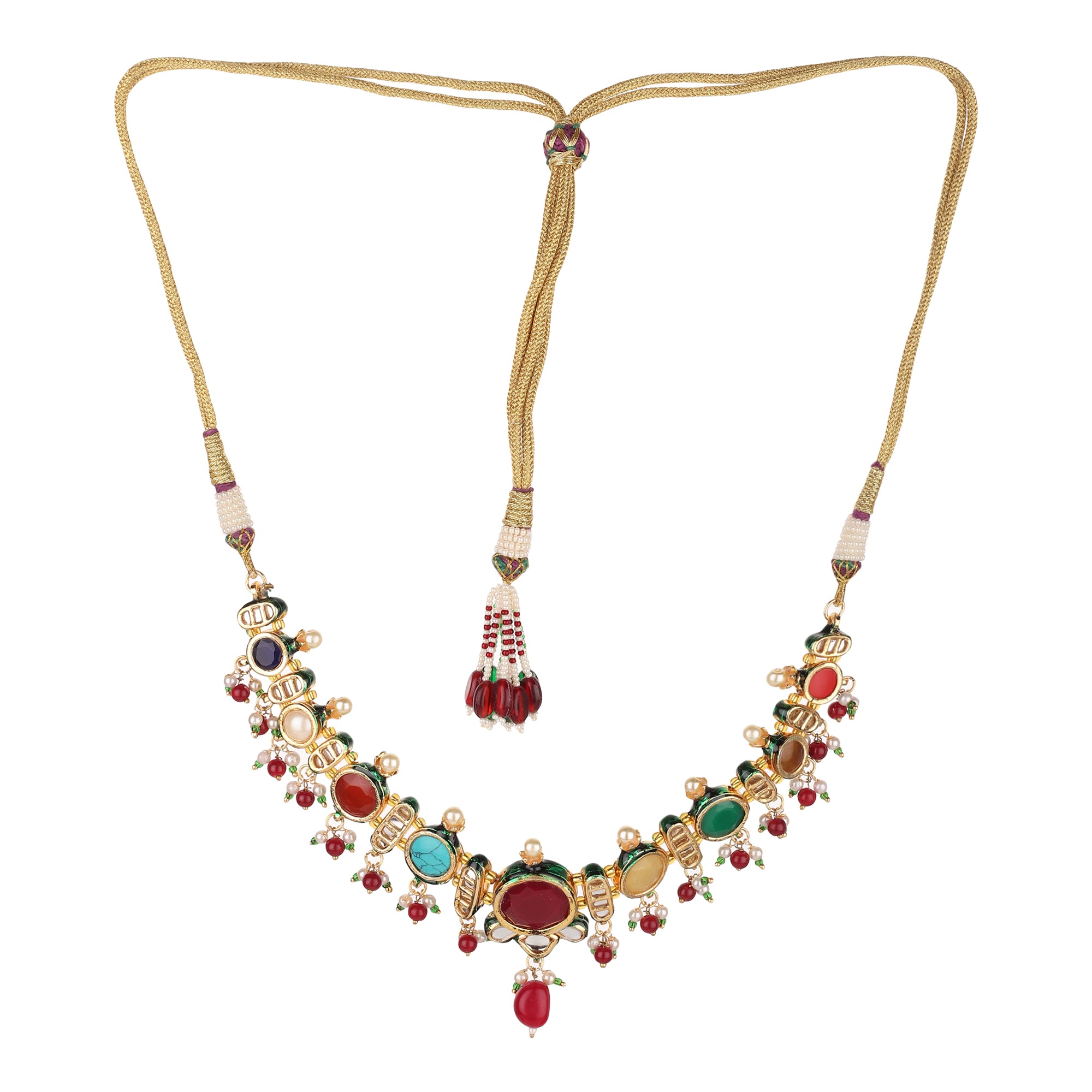 Runjhun jadau jaipuri kundan necklace set