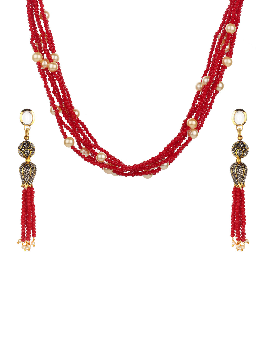 Runjhun jaipuri beads necklace set