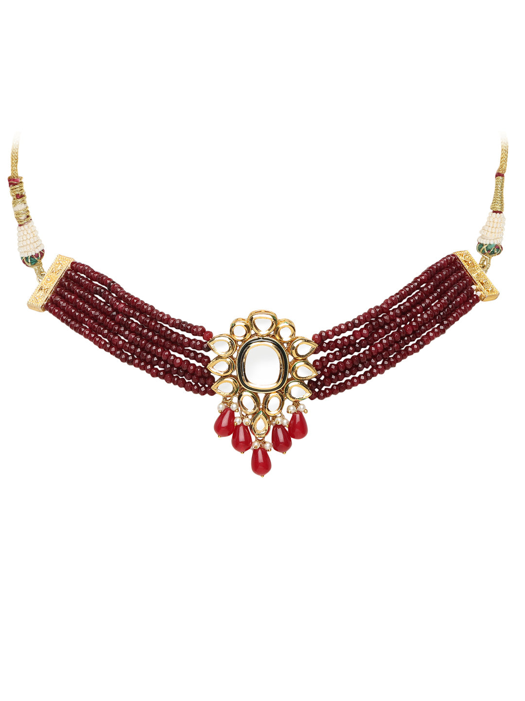 Runjhun kundan and onex beads choker set