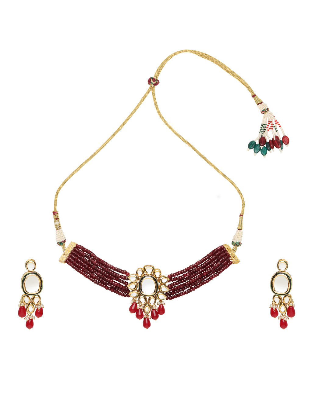 Runjhun kundan and onex beads choker set