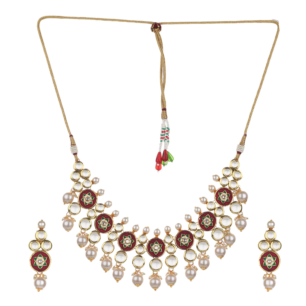 Runjhun meenakari kundan necklace set