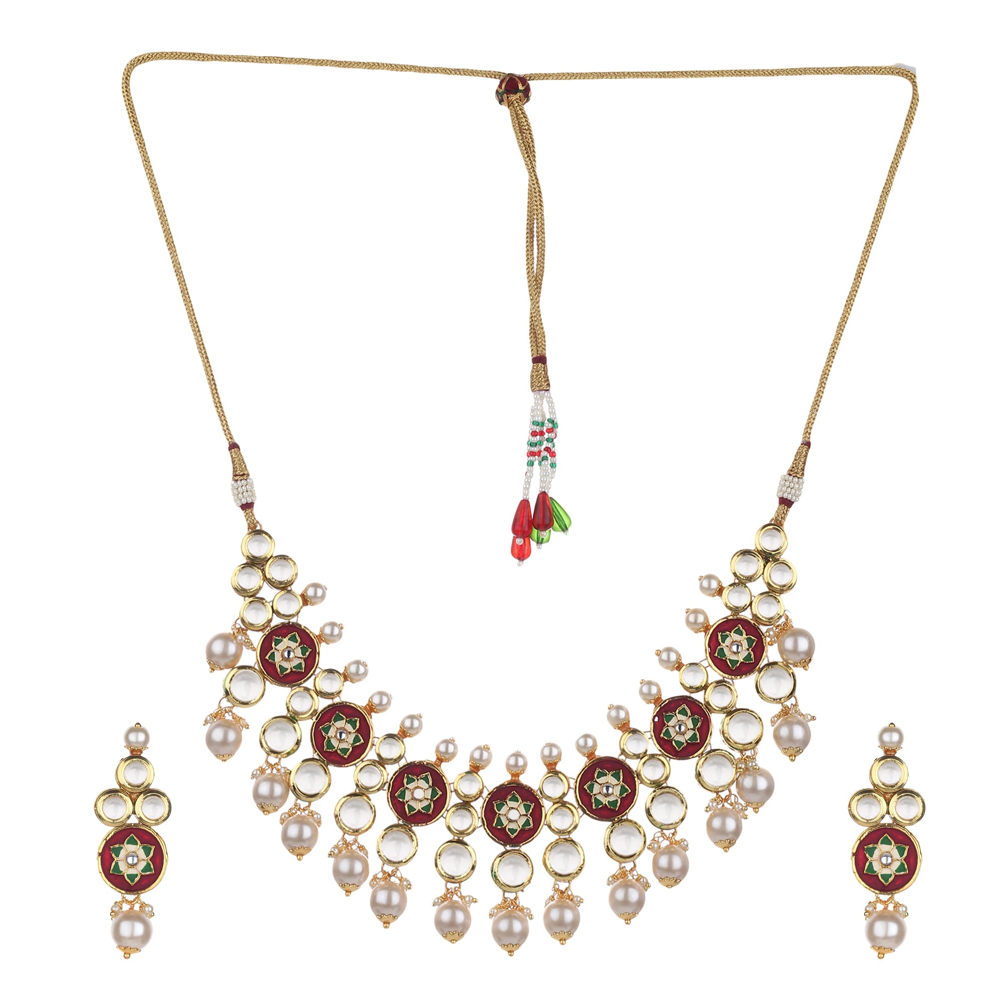 Runjhun meenakari kundan necklace set
