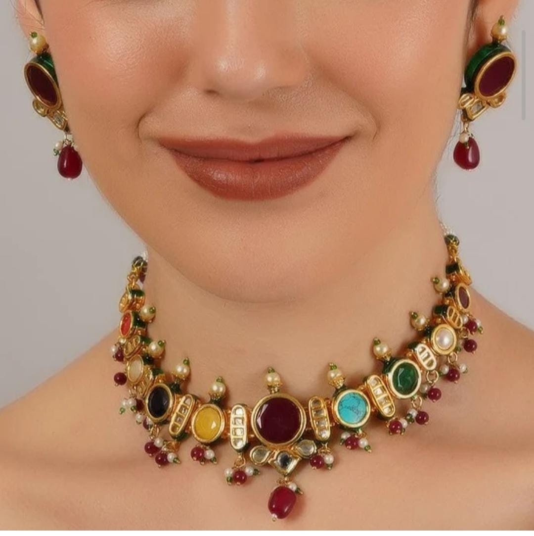 Runjhun Jadau Jaipuri Kundan Necklace Set