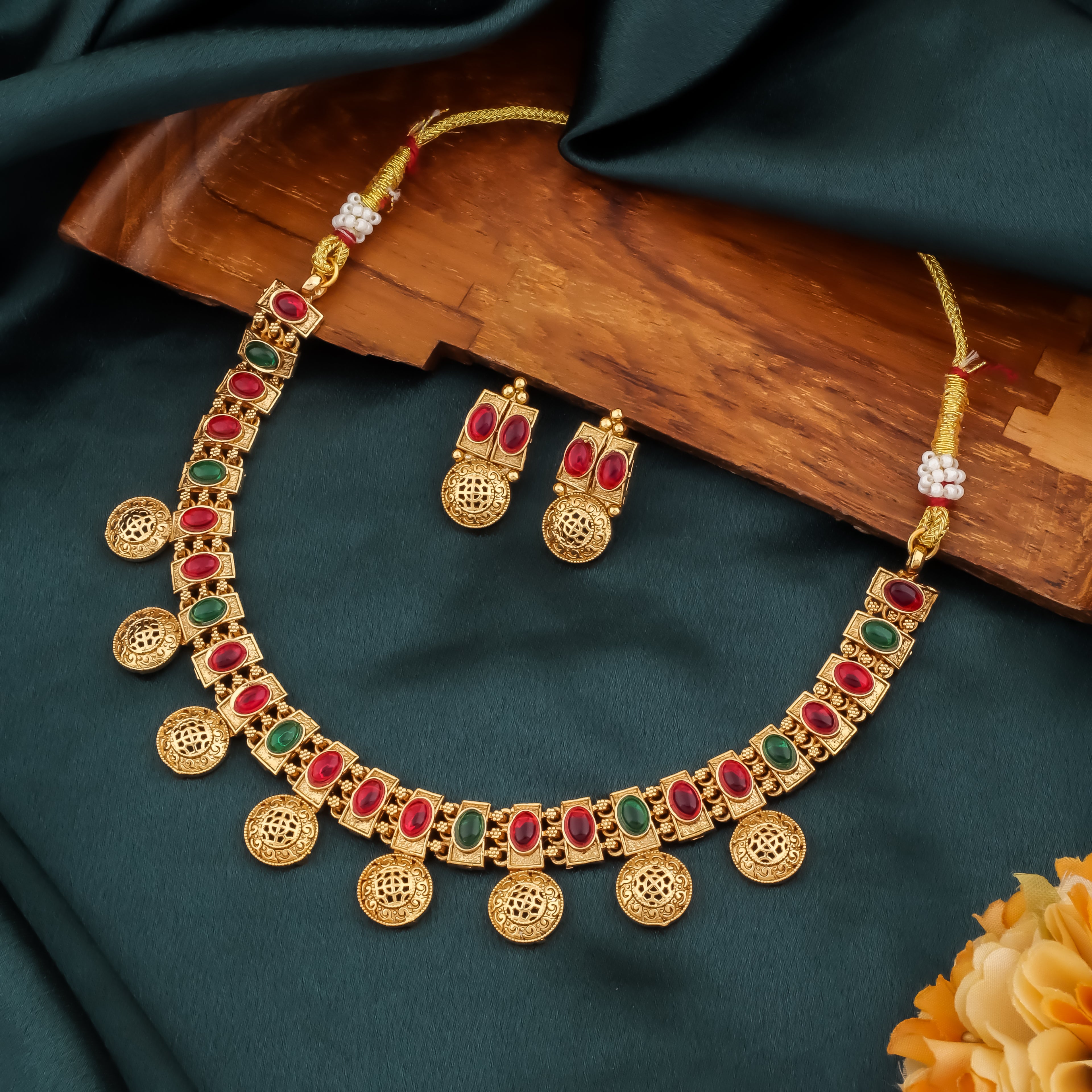 Runjhun temple design necklace set